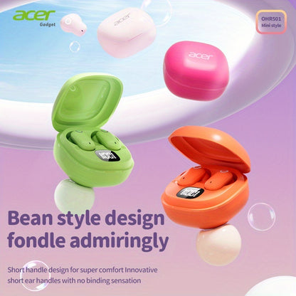 [Acer Offiziell Original] TWS Kabellose Ohrhörer mit Tiefbass-Stereo + Geräuschunterdrückung bei Anrufen, Ultra lange Akkulaufzeit, In-Ear-Design für Sport und Laufen, Mini und kompakt, HIFI-Sound, leichtes Touch-Bedienung