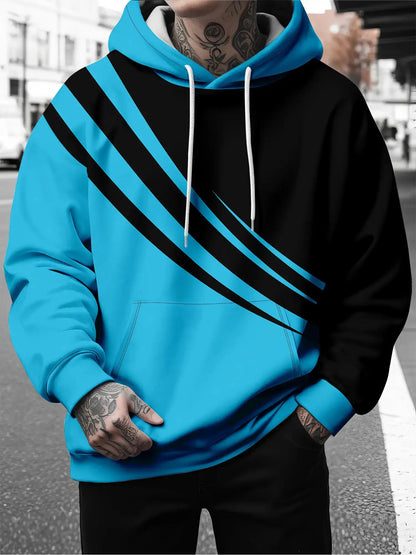 3D-gedrucktes Herren-Sweatshirt mit Tropfenschulter, langärmelig und Kapuze, PLUS SIZE