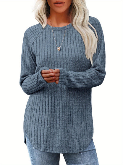 Vierteiliges Set Damenmode Oberteil Herbst Winter Basic Locker Elegant Rundhals Langarm Pullover