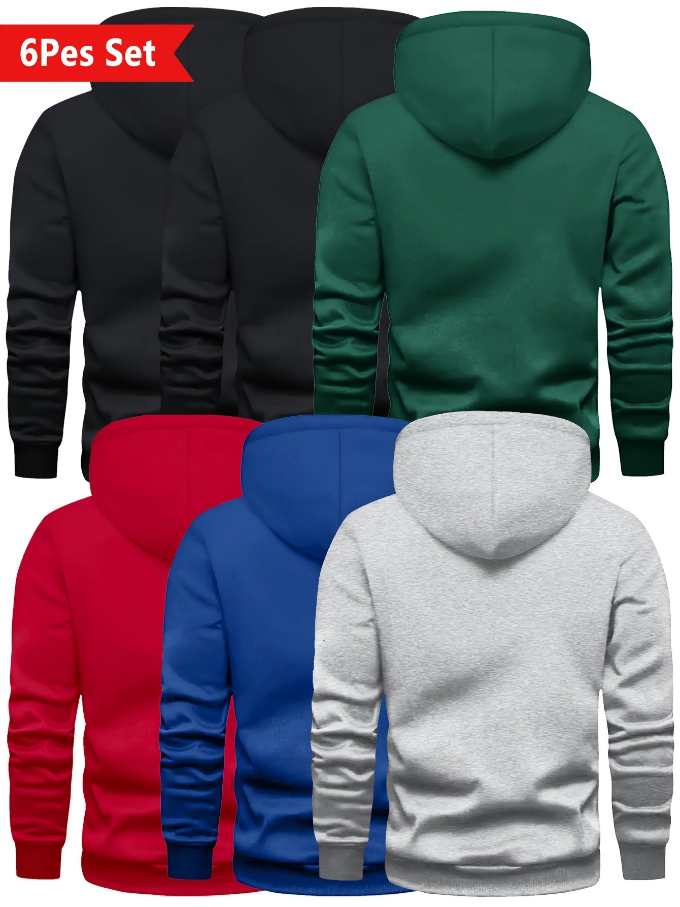6er-Pack Lässiges Mode-Sportliches Oversized Herren Vielseitiges Trendiges Kapuzen-Sweatshirt, PLUS SIZE
