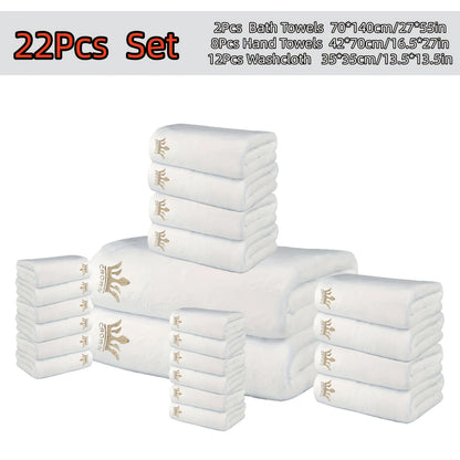 22-teiliges ultraweiches Korallenbad-Set, enthält 2 Badehandtücher (70 x 140 cm), 8 Handtücher (42 x 70 cm) und 12 Waschlappen (35 x 35 cm). Schnell trocknend, sehr saugfähig und leicht