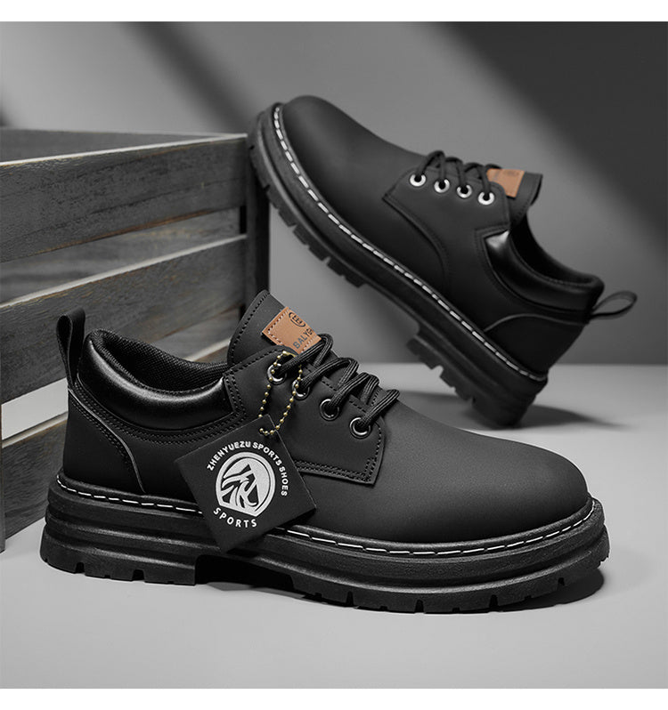 Herren Klassische Low-Top Oxfords - Schnürung mit Rundspitze, rutschfeste PVC-Sohle, leichtes Obermaterial & gepolsterte Innensohle für Business Casual, Outdoor, Fitnessstudio - Vielseitig für alle Jahreszeiten (Einfarbig)