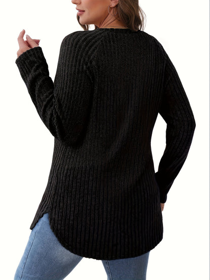 Vierteiliges Set Damenmode Oberteil Herbst Winter Basic Locker Elegant Rundhals Langarm Pullover