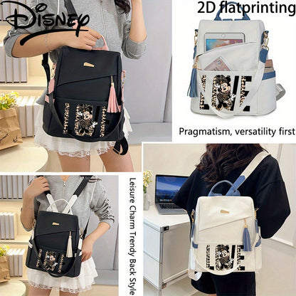 Autorisierter 1 Stück DISNEY Neue Minnie Mouse Modischer Leichter Anti-Diebstahl Rucksack, Damen-Duffelbag, mit Quasten, Verstellbarem Schultergurt