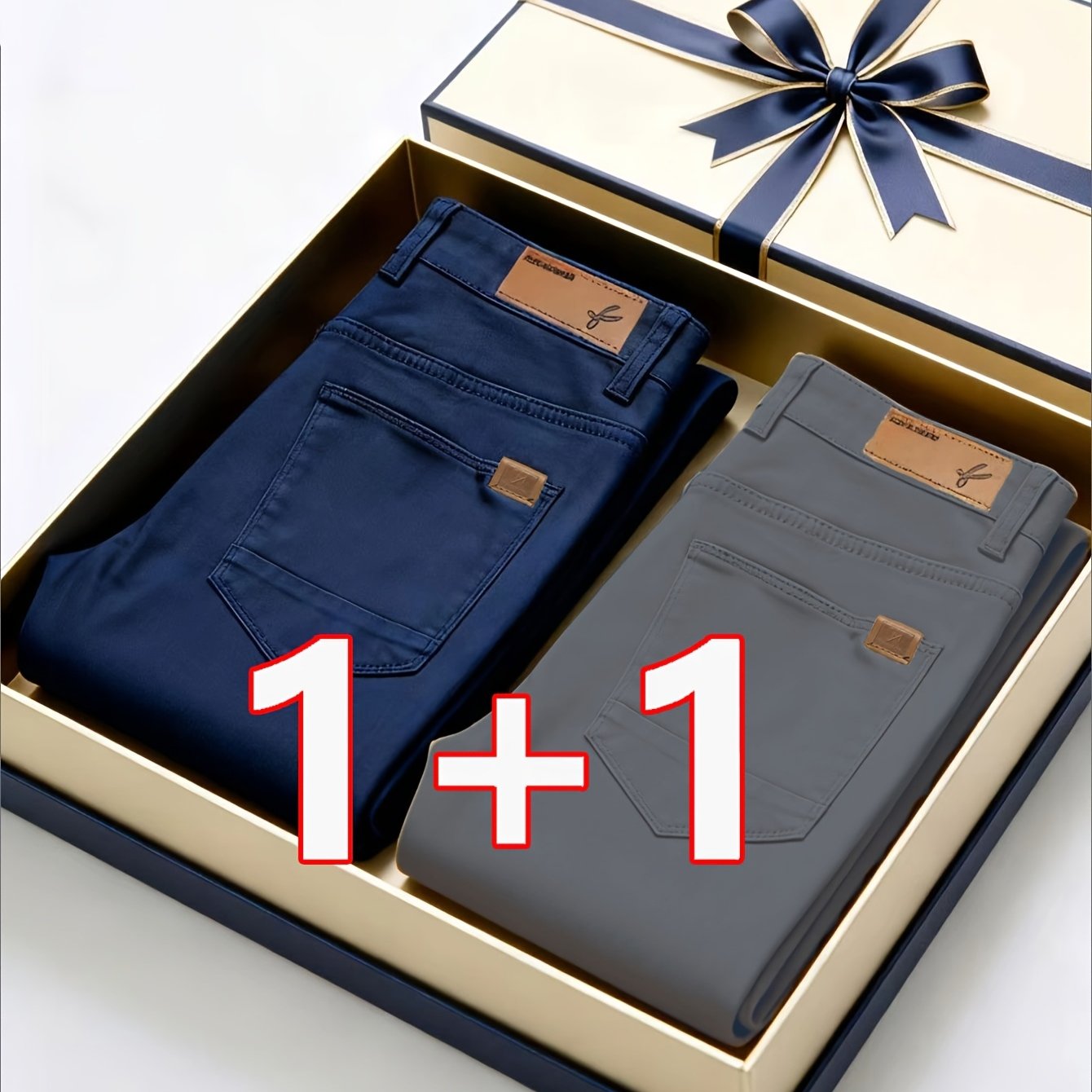 2er-Set Herren Allwetter Stretch-Chinohosen - Uni, Regular Fit, , bequem & langlebig