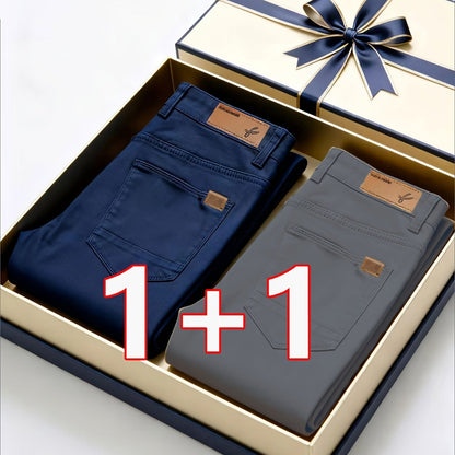 2er-Set Herren Allwetter Stretch-Chinohosen - Uni, Regular Fit, , bequem & langlebig