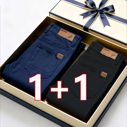 2er-Set Herren Allwetter Stretch-Chinohosen - Uni, Regular Fit, , bequem & langlebig