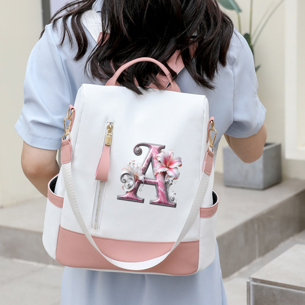 2er-Set Rucksack und Handtasche kompatibel für Tablet/Laptop - Große Kapazität mit mehreren Fächern / Reisetaschen mit verstellbaren Gurten, leichtes Design & A-Z Buchstabenoptionen