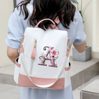 2er-Set Rucksack und Handtasche kompatibel für Tablet/Laptop - Große Kapazität mit mehreren Fächern / Reisetaschen mit verstellbaren Gurten, leichtes Design & A-Z Buchstabenoptionen