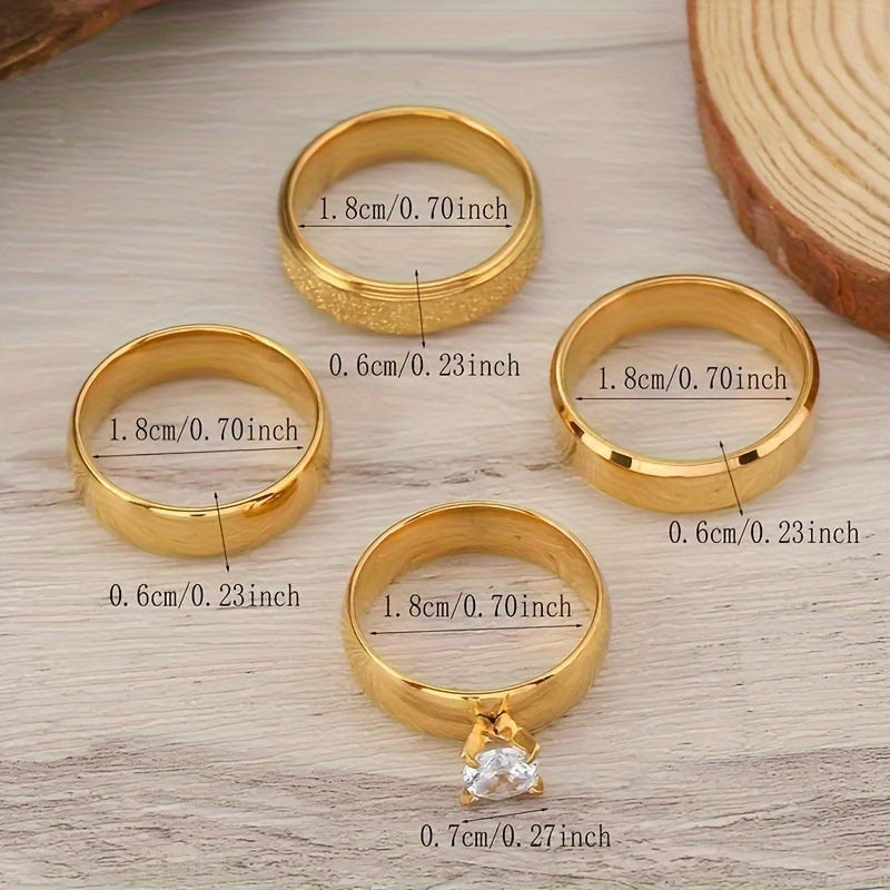 4-teiliges Set goldener Ringe aus Edelstahl