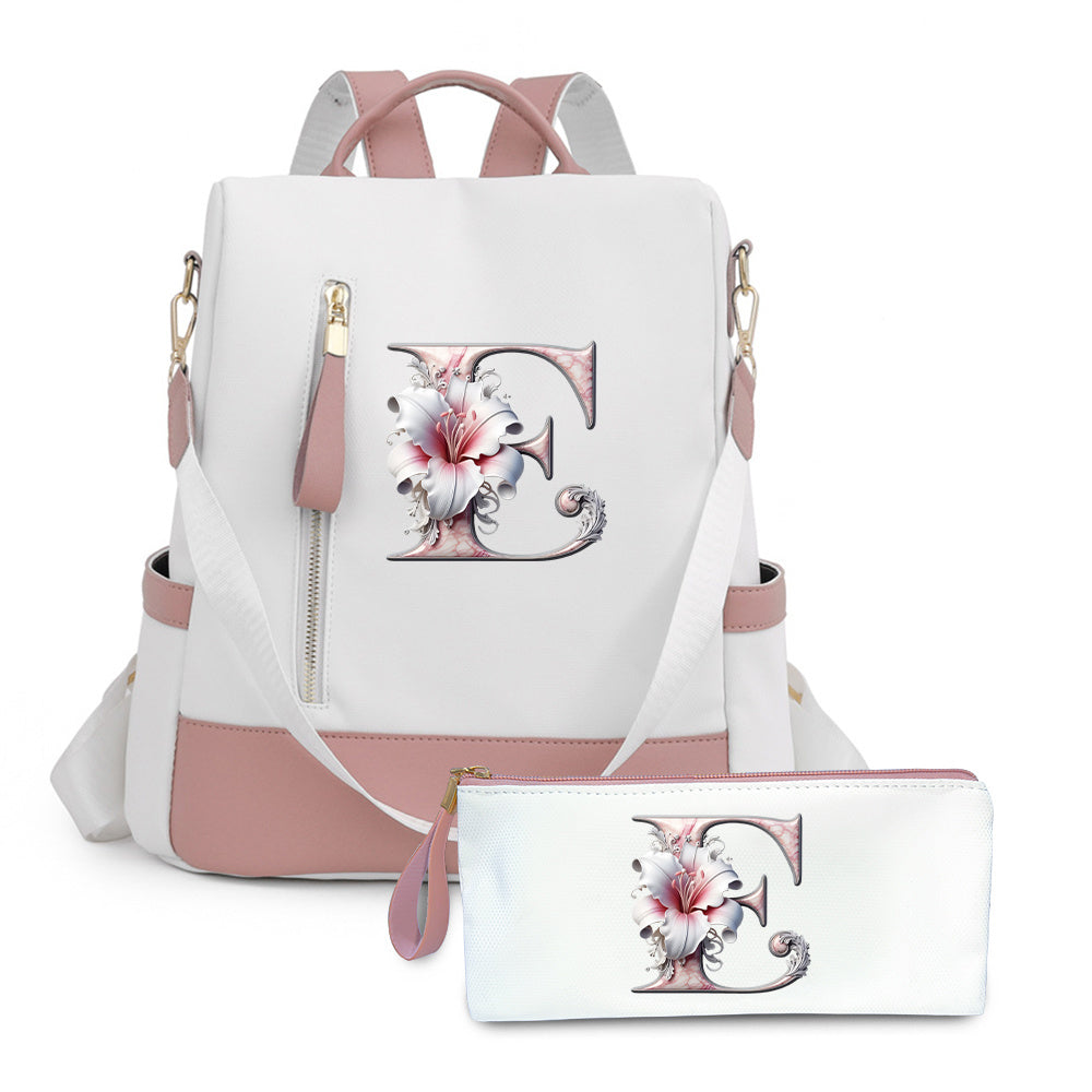 2er-Set Rucksack und Handtasche kompatibel für Tablet/Laptop - Große Kapazität mit mehreren Fächern / Reisetaschen mit verstellbaren Gurten, leichtes Design & A-Z Buchstabenoptionen