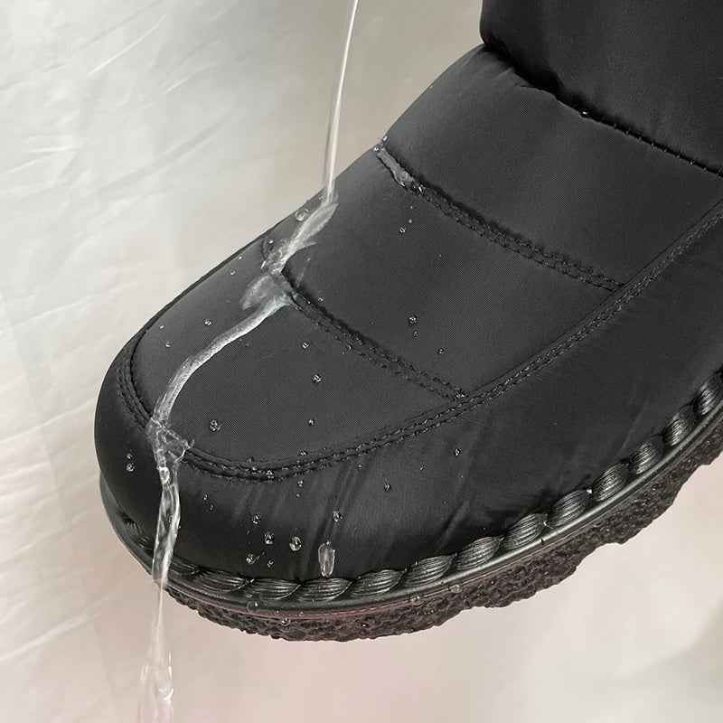 Gefütterte Winterstiefel aus Kunstpelz, wasserdicht und rutschfest, mit warmem Plüschfutter und dicker Sohle, Knöchelstiefel für Damen, Schneestiefel