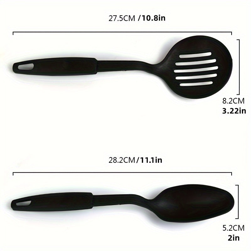 6-teiliges, strapazierfähiges, hitzebeständiges Set mit Kelle, Löffel, Schaumlöffel, Spatel, Schöpflöffel und Spaghettilöffel