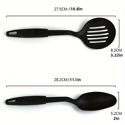 6-teiliges, strapazierfähiges, hitzebeständiges Set mit Kelle, Löffel, Schaumlöffel, Spatel, Schöpflöffel und Spaghettilöffel