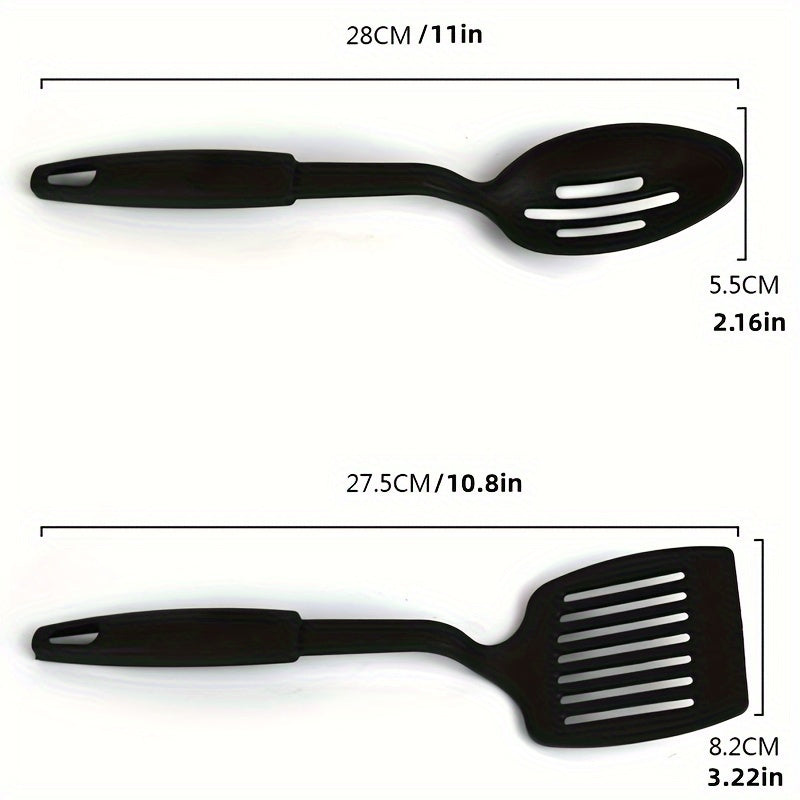 6-teiliges, strapazierfähiges, hitzebeständiges Set mit Kelle, Löffel, Schaumlöffel, Spatel, Schöpflöffel und Spaghettilöffel