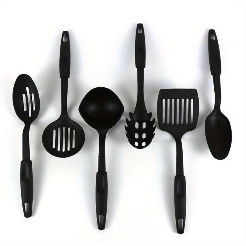 6-teiliges, strapazierfähiges, hitzebeständiges Set mit Kelle, Löffel, Schaumlöffel, Spatel, Schöpflöffel und Spaghettilöffel