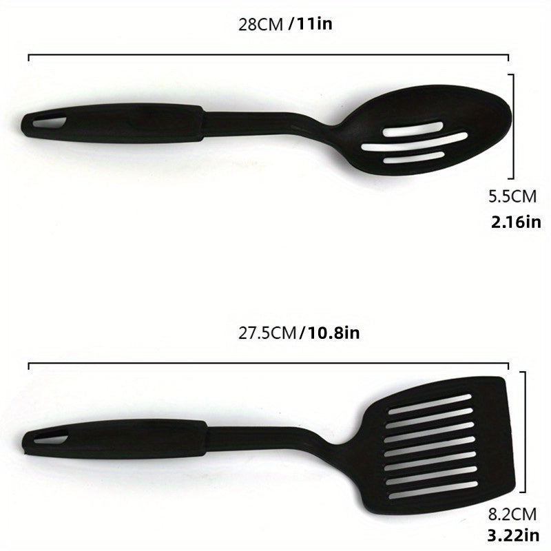 6-teiliges, strapazierfähiges, hitzebeständiges Set mit Kelle, Löffel, Schaumlöffel, Spatel, Schöpflöffel und Spaghettilöffel