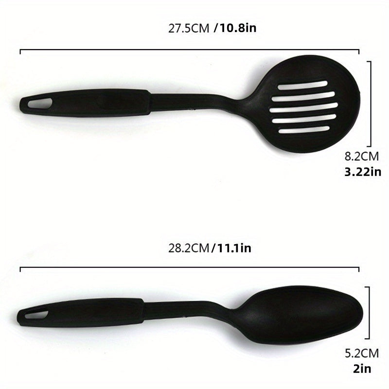 6-teiliges, strapazierfähiges, hitzebeständiges Set mit Kelle, Löffel, Schaumlöffel, Spatel, Schöpflöffel und Spaghettilöffel