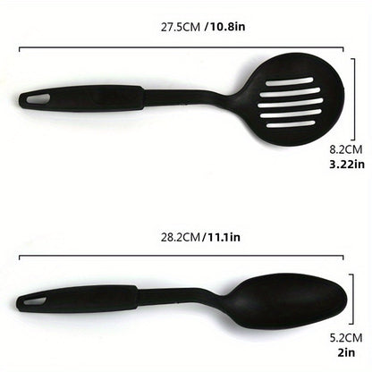 6-teiliges, strapazierfähiges, hitzebeständiges Set mit Kelle, Löffel, Schaumlöffel, Spatel, Schöpflöffel und Spaghettilöffel