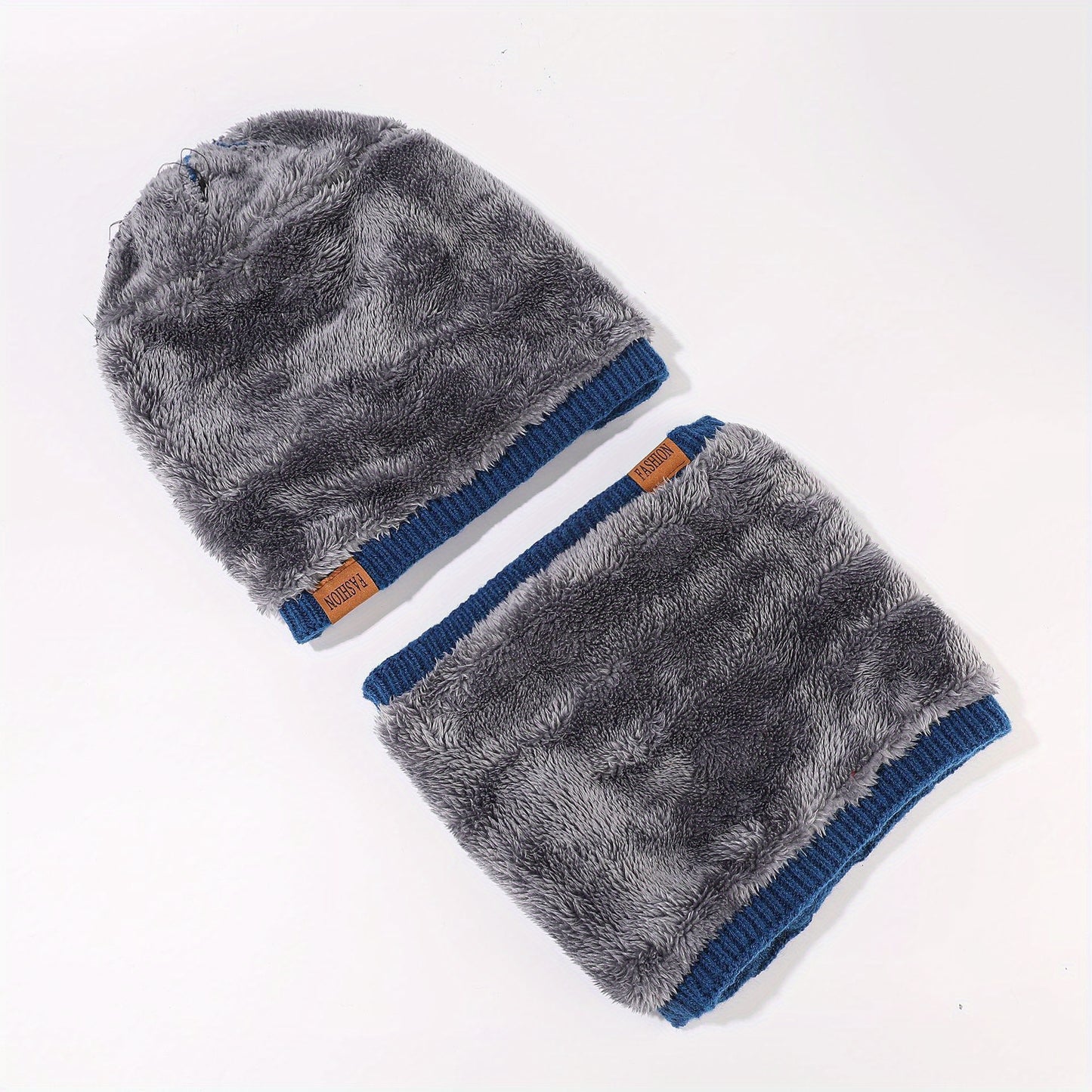 Bestseller Drei-teiliges Winter-Set aus Mütze, Schal & Handschuhen – Dick gefütterte Strick-Ohrenmütze mit verstellbarem Riemen, Unisex-Allround-Nackenwärmer für Männer und Frauen