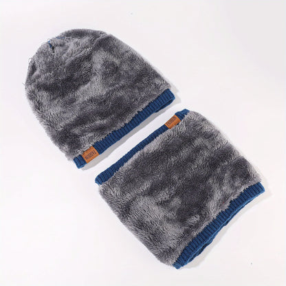 Bestseller Drei-teiliges Winter-Set aus Mütze, Schal & Handschuhen – Dick gefütterte Strick-Ohrenmütze mit verstellbarem Riemen, Unisex-Allround-Nackenwärmer für Männer und Frauen