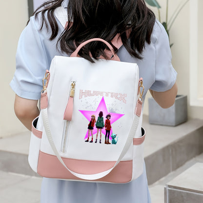 Trendiger K-Pop Damenrucksack | Geräumiges Hauptfach und mehrere funktionale Taschen, Mehrfarben, Reißverschluss, Handwaschbar
