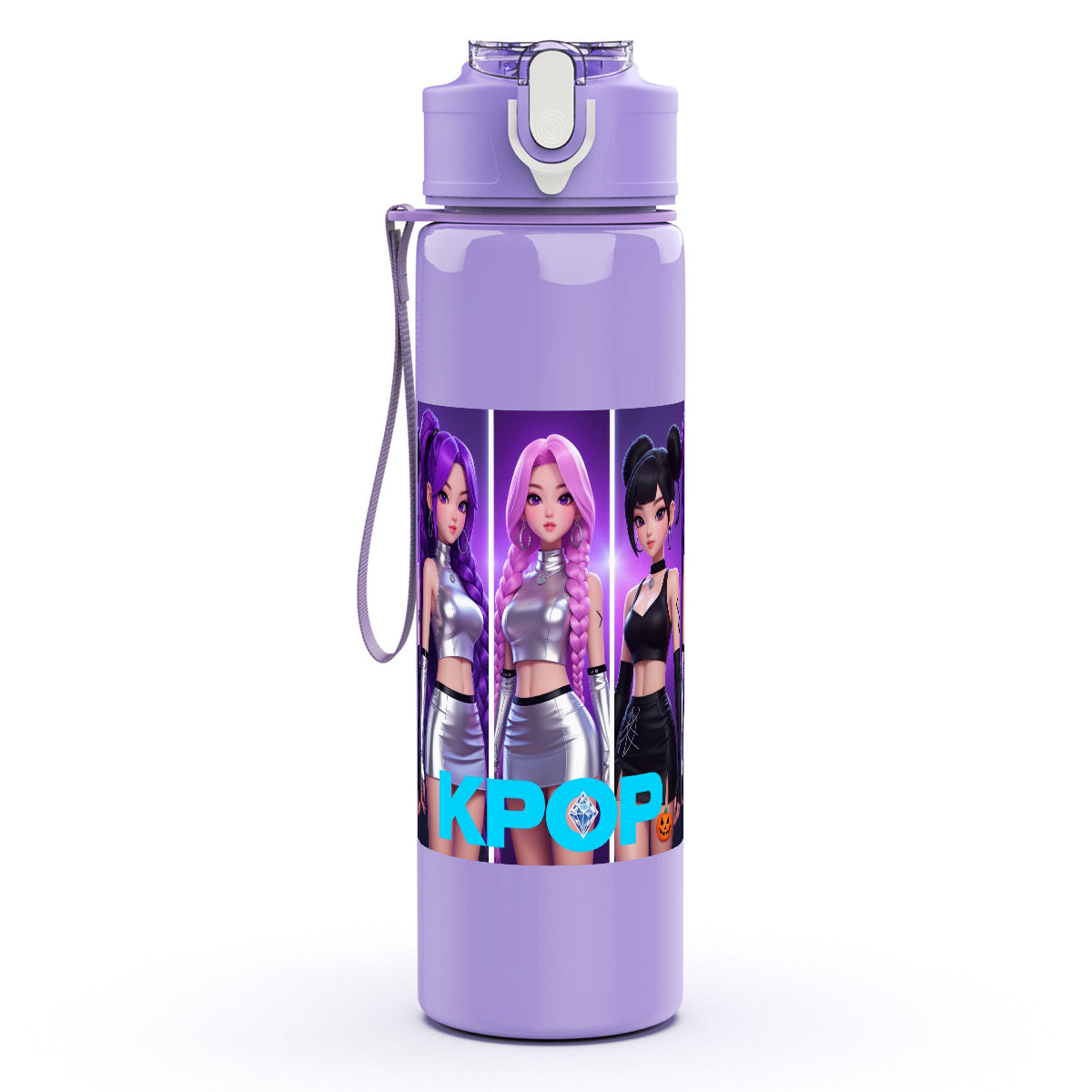 Plastikwasserflasche, Kpop-Mode-Design, Geeignet für Camping, Fitnessstudio, Picknick, Große Kapazität, Leicht zu reinigen, Leicht, Tragbar, 25oz/750ml, Perfektes Geschenk zum Geburtstag