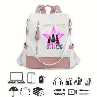 Trendiger K-Pop Damenrucksack | Geräumiges Hauptfach und mehrere funktionale Taschen, Mehrfarben, Reißverschluss, Handwaschbar