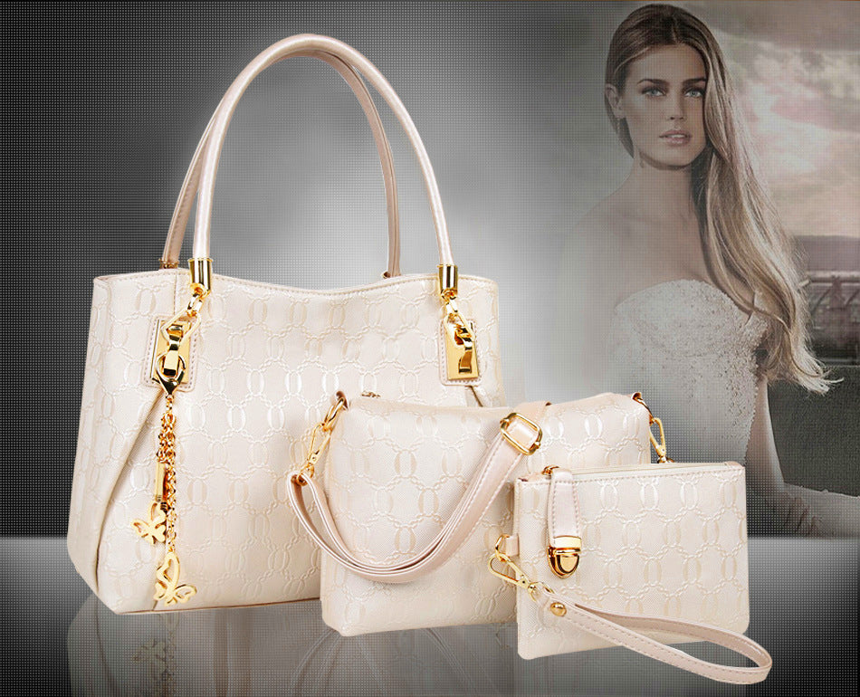 Damenhandtaschen 3-teiliges Set Damen Schultertasche Modische Geldbörse Vintage Kunst-Leder Tasche Handtasche mit großer Kapazität Schräg Schultertasche