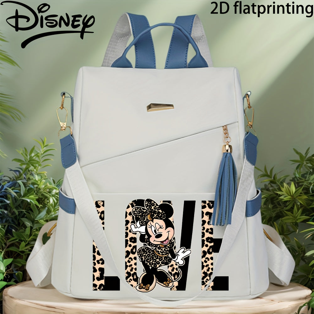 Autorisierter 1 Stück DISNEY Neue Minnie Mouse Modischer Leichter Anti-Diebstahl Rucksack, Damen-Duffelbag, mit Quasten, Verstellbarem Schultergurt