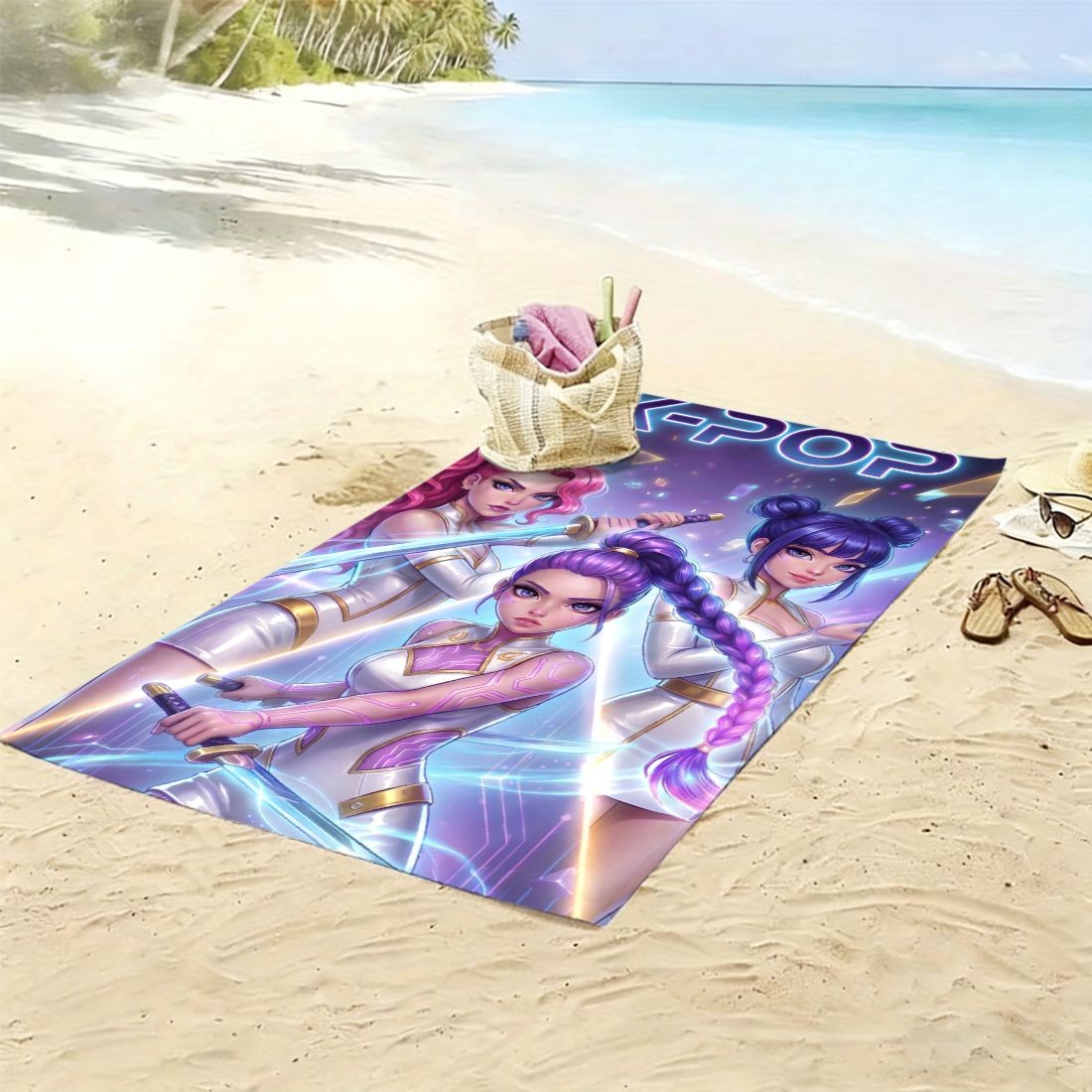 1 Stück K-POP Gruppen Themen Mikrofaser Strandtuch & Bade-Decke Geeignet für Pool, Reisen, Partys - Schnell trocknend, weich, saugfähig, geeignet für K-Pop-Fans, Badetuch mit K-Pop-Druck für Sommer-Stranddekorationen