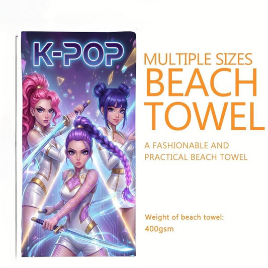 1 Stück K-POP Gruppen Themen Mikrofaser Strandtuch & Bade-Decke Geeignet für Pool, Reisen, Partys - Schnell trocknend, weich, saugfähig, geeignet für K-Pop-Fans, Badetuch mit K-Pop-Druck für Sommer-Stranddekorationen