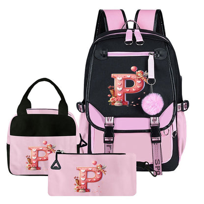 3-teiliges Set: Rucksack-Set mit Cupid-Herz-Elementen, beinhaltet Rucksack, Clutch und Tote Bag, modisch und praktisch