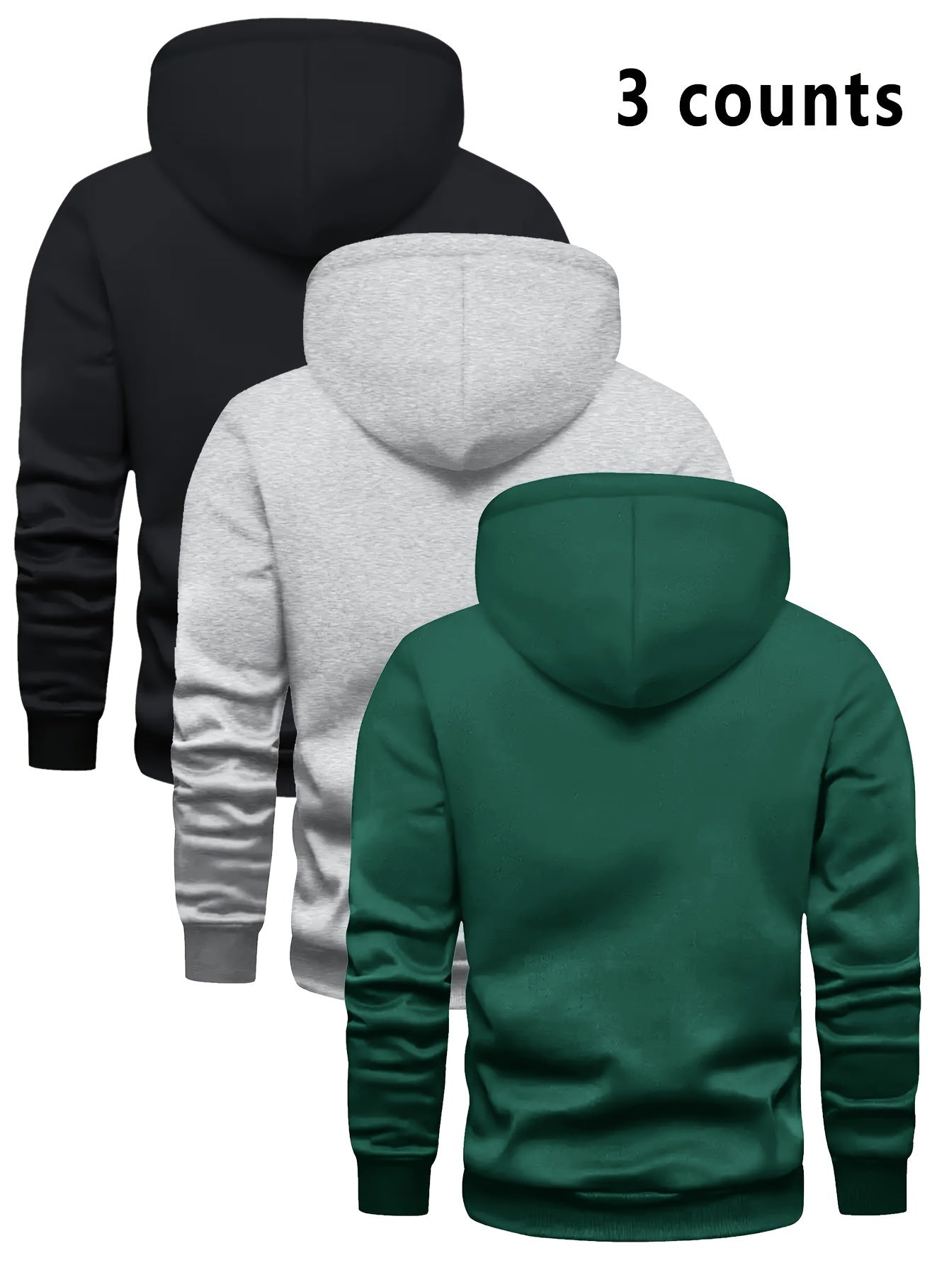 3er-Set Herren-Casual-Hoodies mit Fleece, stilvoll und vielseitig.