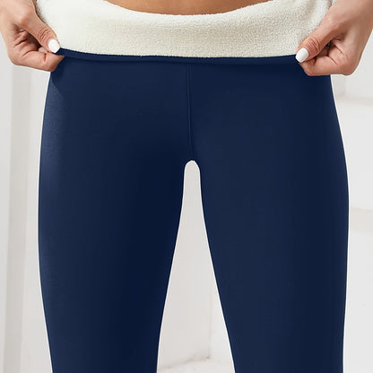 Damen Yoga-Leggings mit hoher Elastizität - Einfarbig, Enganliegend, Besonders Wärmend, Ideal für Laufen, Fitness & Outdoor-Aktivitäten, Wärmeverstärkender Stoff, Wärmende Leggings | Hoch elastischer Stoff | Glatte Textur Leggings