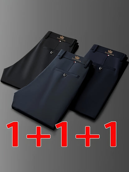 3er-Pack hoch elastische Herren-Business-Casual-Hosen, ganzjährige Tragbarkeit, knitterfrei – kein Bügeln erforderlich, professioneller Stil, klassisches Design, hochwertige Verarbeitung, maschinenwaschbar