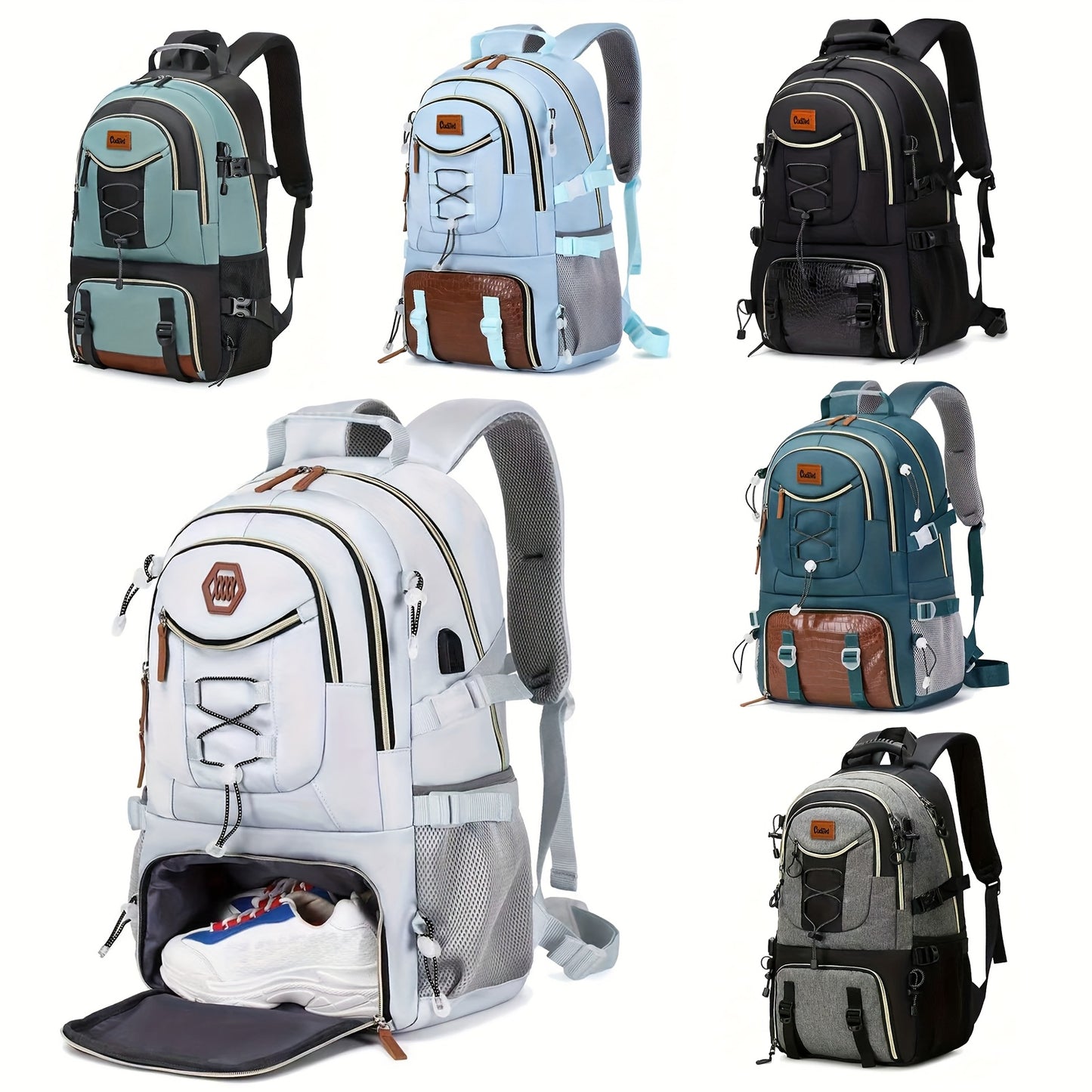 Großer Outdoor-Reiserucksack mit hoher Kapazität, mit Laptop-/Tablet-Fach, Schuhfach, verstellbaren Gurten - langlebiger Sport-Rucksack