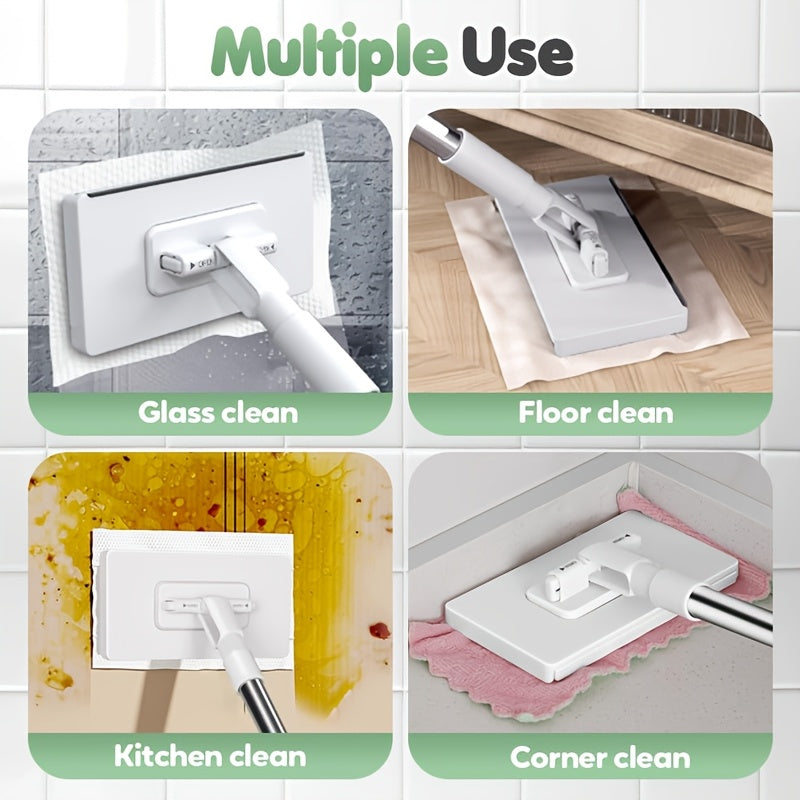 6-teiliges automatisches freihändiges Wischsystem mit 5 Ersatztüchern (kompatibel mit Standard) - Robuster ABS-Rahmen, Ein-Klick-Tuchwechsel, platzsparendes Design, Wand-/Deckenwische für den gewerblichen Einsatz - Ideal für große Böden/Küche