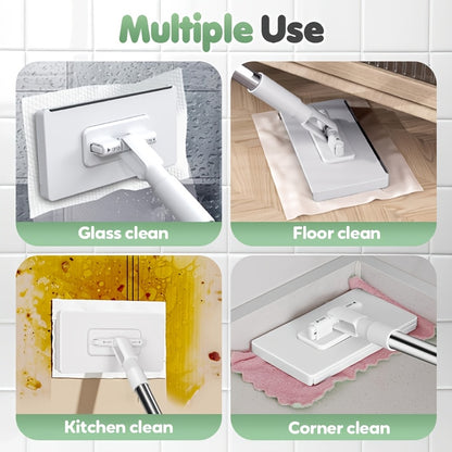 6-teiliges automatisches freihändiges Wischsystem mit 5 Ersatztüchern (kompatibel mit Standard) - Robuster ABS-Rahmen, Ein-Klick-Tuchwechsel, platzsparendes Design, Wand-/Deckenwische für den gewerblichen Einsatz - Ideal für große Böden/Küche