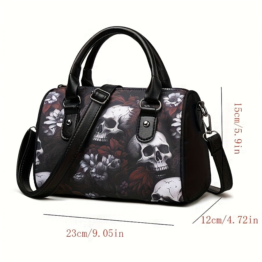 Eine stilvolle Schultertasche von Perfect Lily für Frauen im Totenkopf-Design, mit einem geräumigen und minimalistischen Design, aus Nylon gefertigt,