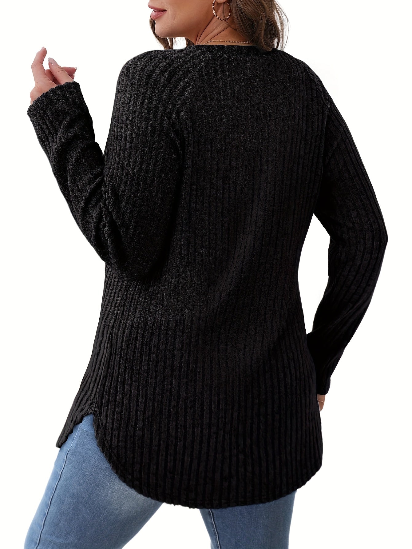 Vierteiliges Set Damenmode Oberteil Herbst Winter Basic Locker Elegant Rundhals Langarm Pullover