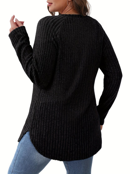 Vierteiliges Set Damenmode Oberteil Herbst Winter Basic Locker Elegant Rundhals Langarm Pullover