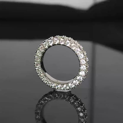 Women's 3-Row Eternity Ring, 14K Gold Plated with Cubic Zirconia, Eternity Band Ring Jewelry