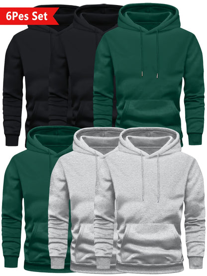 6er-Pack Lässiges Mode-Sportliches Oversized Herren Vielseitiges Trendiges Kapuzen-Sweatshirt, PLUS SIZE