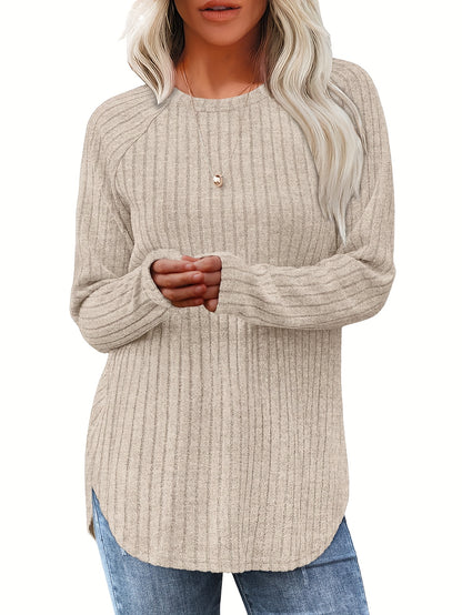Vierteiliges Set Damenmode Oberteil Herbst Winter Basic Locker Elegant Rundhals Langarm Pullover