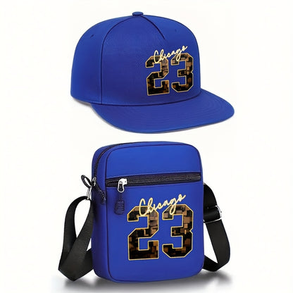 2-teiliges Set: Chicago 23 Golden Print Baseballcap & Crossbody-Tasche
