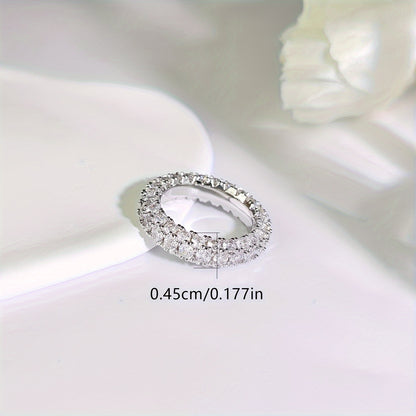 Women's 3-Row Eternity Ring, 14K Gold Plated with Cubic Zirconia, Eternity Band Ring Jewelry