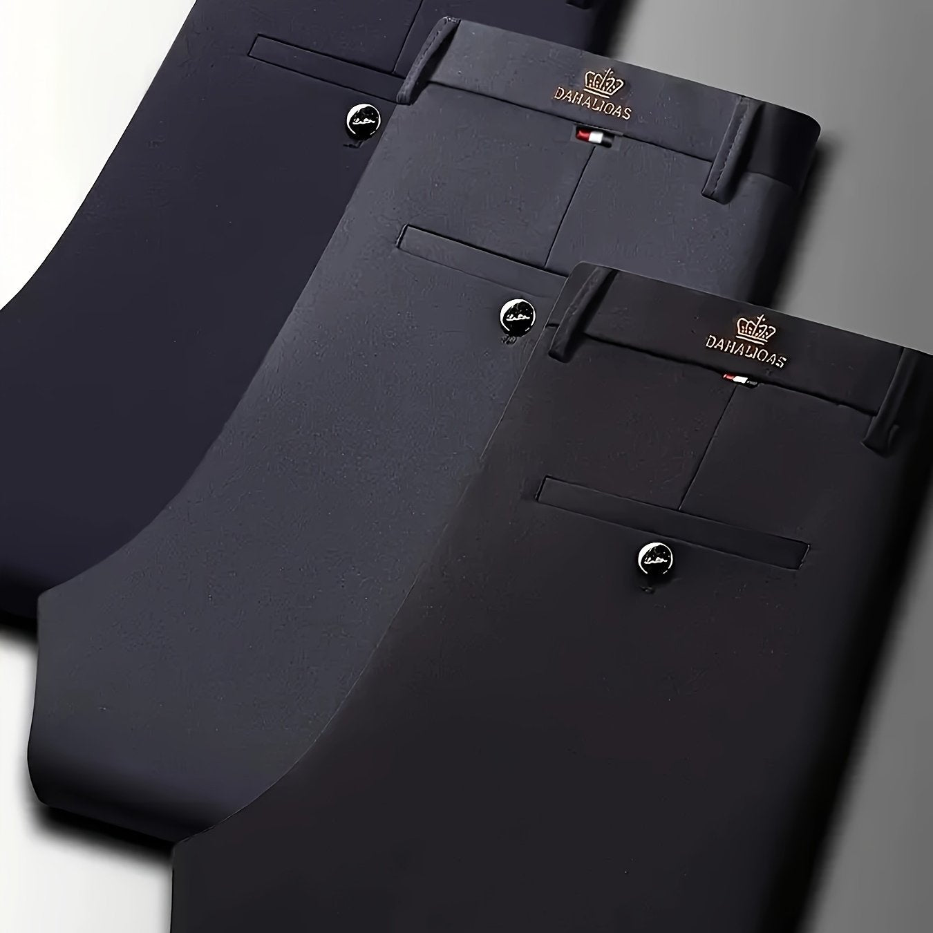 3er-Pack hoch elastische Herren-Business-Casual-Hosen, ganzjährige Tragbarkeit, knitterfrei – kein Bügeln erforderlich, professioneller Stil, klassisches Design, hochwertige Verarbeitung, maschinenwaschbar