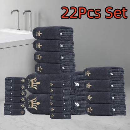 22-teiliges ultraweiches Korallenbad-Set, enthält 2 Badehandtücher (70 x 140 cm), 8 Handtücher (42 x 70 cm) und 12 Waschlappen (35 x 35 cm). Schnell trocknend, sehr saugfähig und leicht