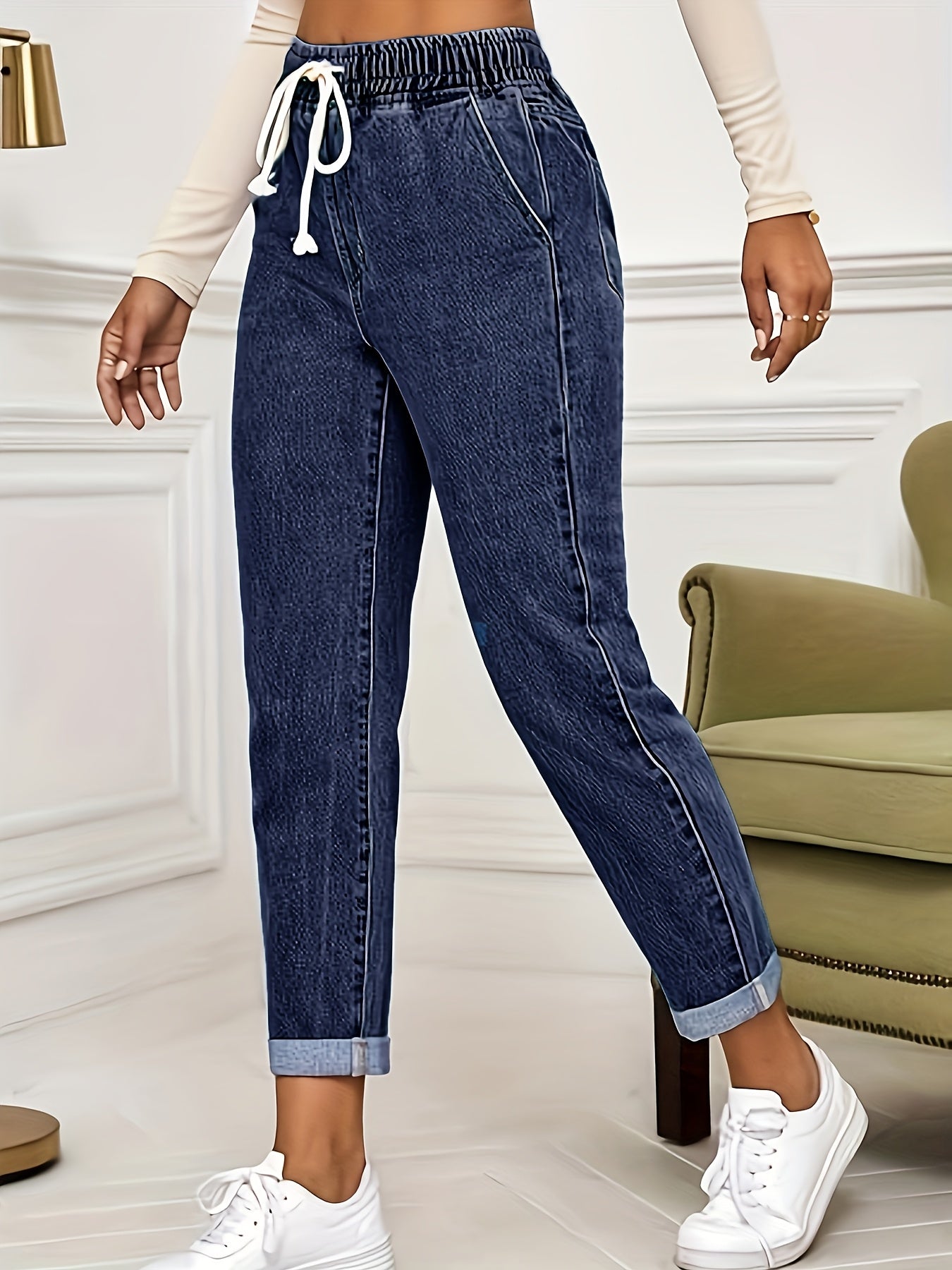 Damen Jeans in Übergrössen mit Kordelzug-Verschluss